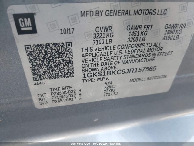 Photo 8 VIN: 1GKS1BKC5JR157565 - GMC YUKON 