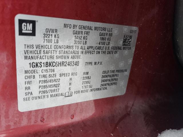 Photo 12 VIN: 1GKS1BKC6HR248340 - GMC YUKON SLT 