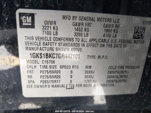 Photo 8 VIN: 1GKS1BKC7GR442101 - GMC YUKON 