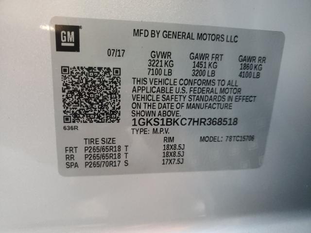 Photo 9 VIN: 1GKS1BKC7HR368518 - GMC YUKON SLT 