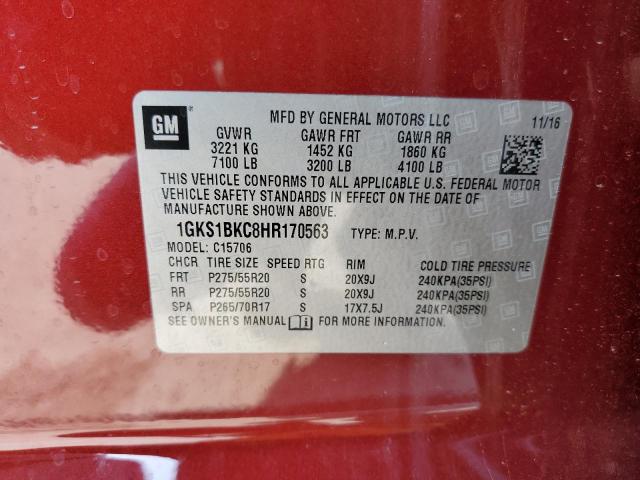 Photo 12 VIN: 1GKS1BKC8HR170563 - GMC YUKON SLT 