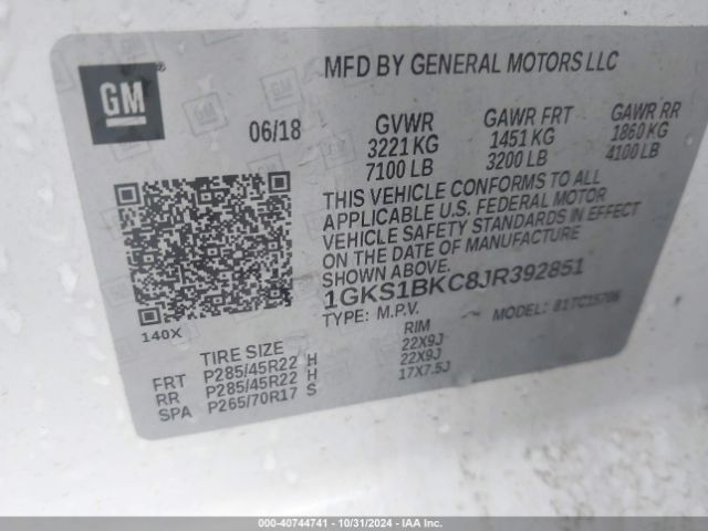 Photo 8 VIN: 1GKS1BKC8JR392851 - GMC YUKON 