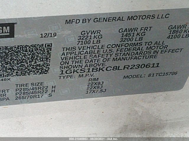 Photo 8 VIN: 1GKS1BKC8LR230611 - GMC YUKON 