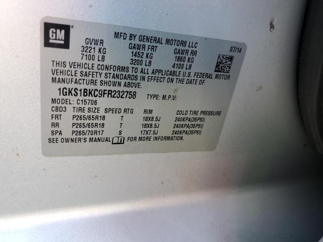 Photo 12 VIN: 1GKS1BKC9FR232758 - GMC YUKON SLT 