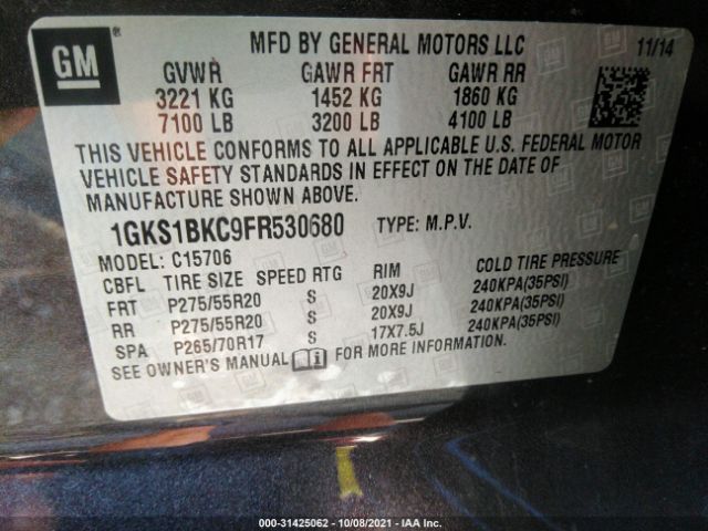 Photo 8 VIN: 1GKS1BKC9FR530680 - GMC YUKON 