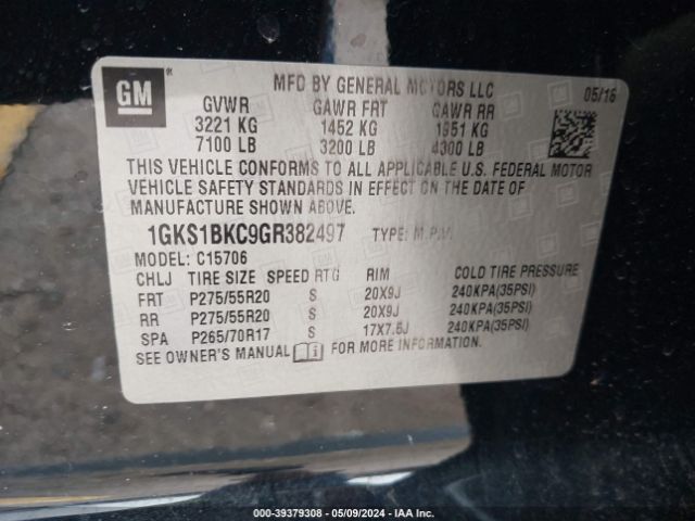 Photo 8 VIN: 1GKS1BKC9GR382497 - GMC YUKON 