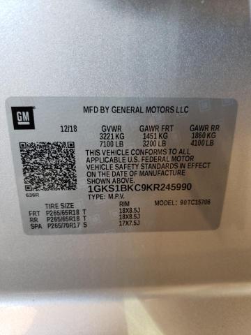 Photo 9 VIN: 1GKS1BKC9KR245990 - GMC YUKON SLT 