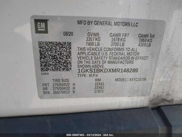 Photo 8 VIN: 1GKS1BKDXMR148289 - GMC YUKON 