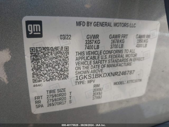 Photo 8 VIN: 1GKS1BKDXNR246787 - GMC YUKON 