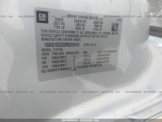 Photo 8 VIN: 1GKS1CE02DR220410 - GMC YUKON 