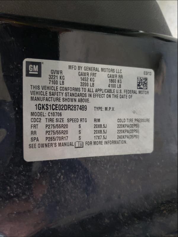 Photo 9 VIN: 1GKS1CE02DR287489 - GMC YUKON SLT 