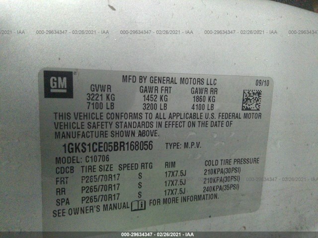 Photo 8 VIN: 1GKS1CE05BR168056 - GMC YUKON 