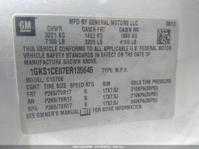 Photo 8 VIN: 1GKS1CE07ER135645 - GMC YUKON 