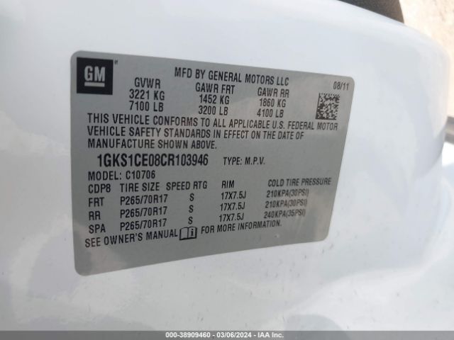 Photo 8 VIN: 1GKS1CE08CR103946 - GMC YUKON 