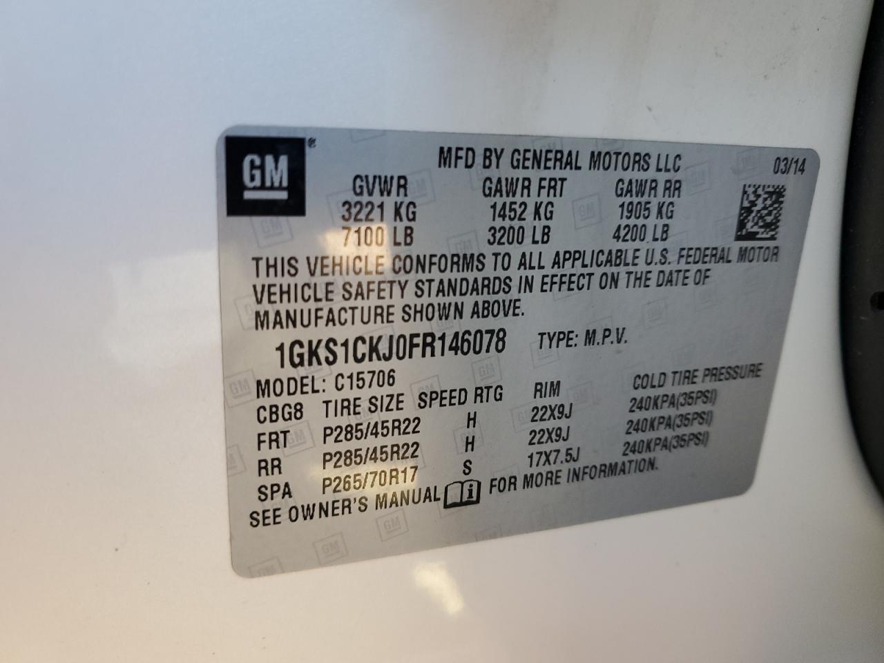 Photo 12 VIN: 1GKS1CKJ0FR146078 - GMC YUKON 