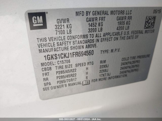 Photo 8 VIN: 1GKS1CKJ1FR694560 - GMC YUKON 