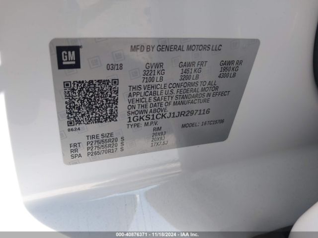 Photo 8 VIN: 1GKS1CKJ1JR297116 - GMC YUKON 