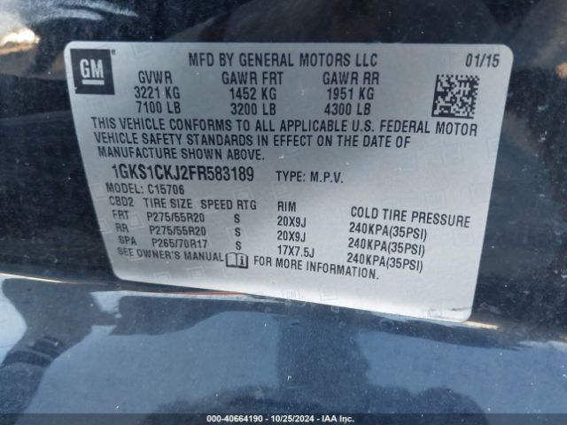 Photo 8 VIN: 1GKS1CKJ2FR583189 - GMC YUKON 