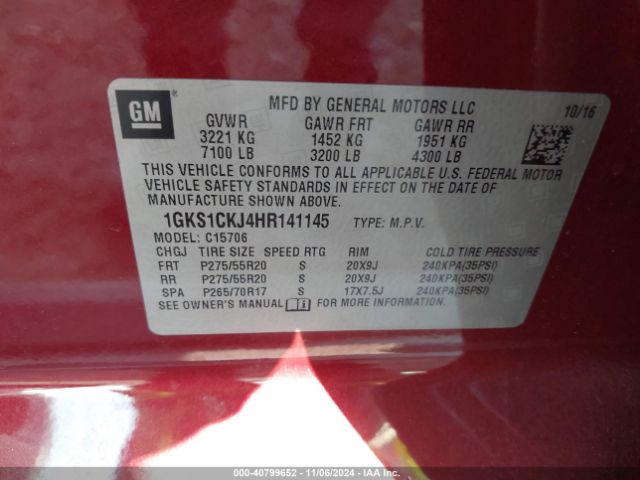 Photo 8 VIN: 1GKS1CKJ4HR141145 - GMC YUKON 