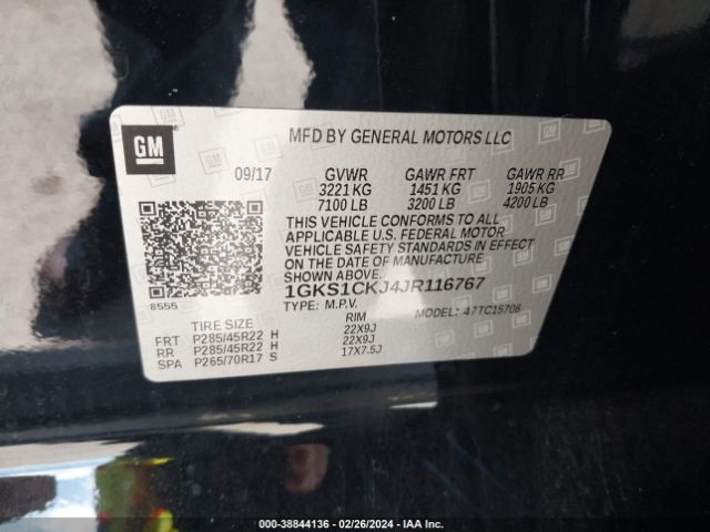 Photo 8 VIN: 1GKS1CKJ4JR116767 - GMC YUKON 