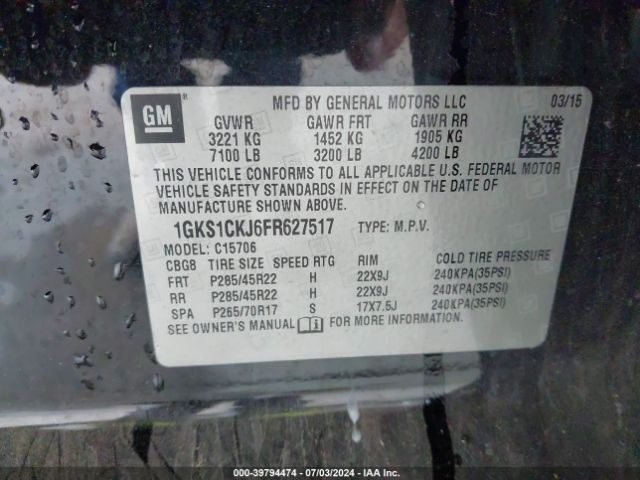 Photo 8 VIN: 1GKS1CKJ6FR627517 - GMC YUKON 