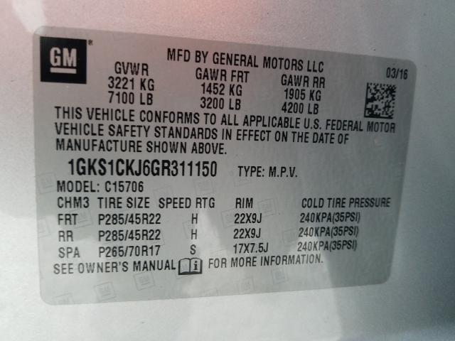 Photo 9 VIN: 1GKS1CKJ6GR311150 - GMC YUKON DENA 