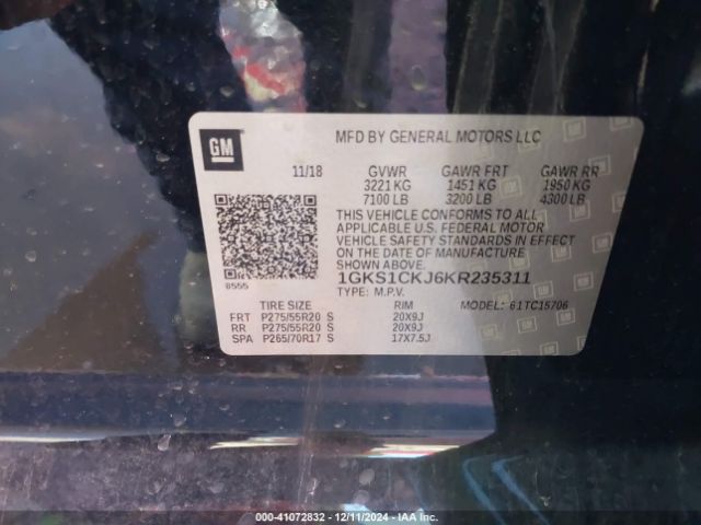 Photo 8 VIN: 1GKS1CKJ6KR235311 - GMC YUKON 