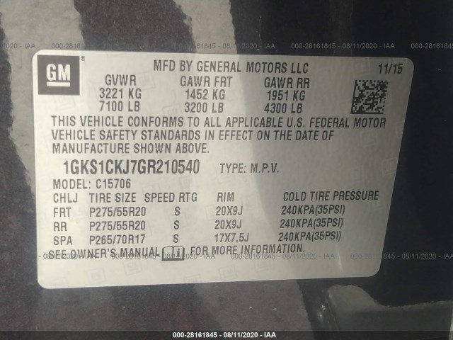 Photo 8 VIN: 1GKS1CKJ7GR210540 - GMC YUKON 