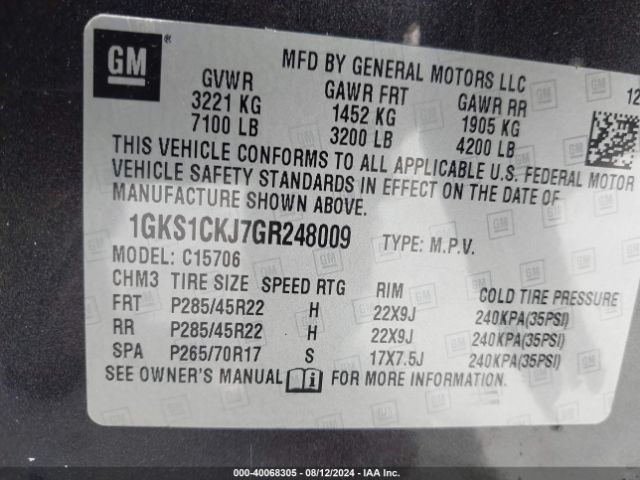 Photo 8 VIN: 1GKS1CKJ7GR248009 - GMC YUKON 