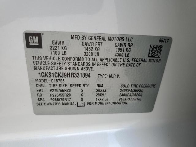 Photo 9 VIN: 1GKS1CKJ9HR331894 - GMC YUKON DENA 