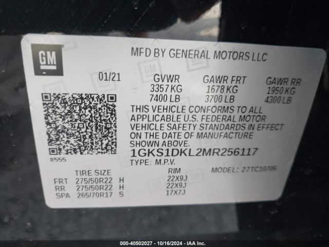 Photo 8 VIN: 1GKS1DKL2MR256117 - GMC YUKON 