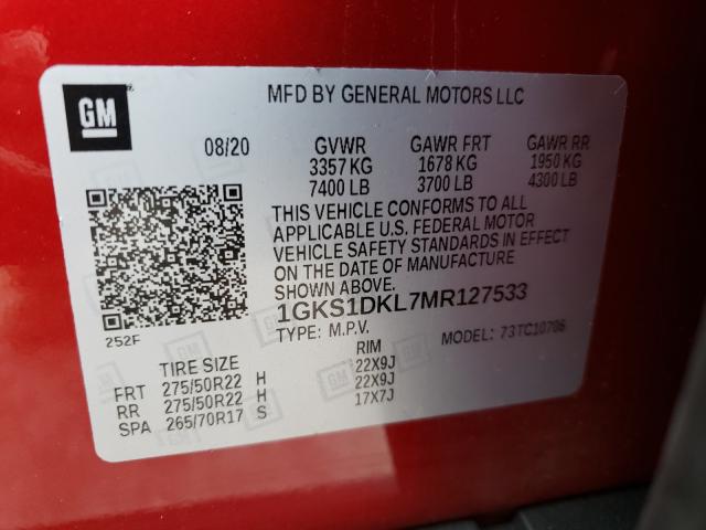 Photo 9 VIN: 1GKS1DKL7MR127533 - GMC YUKON DENA 