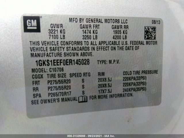 Photo 8 VIN: 1GKS1EEF0ER145028 - GMC YUKON 