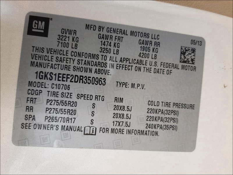 Photo 9 VIN: 1GKS1EEF2DR350963 - GMC YUKON DENA 