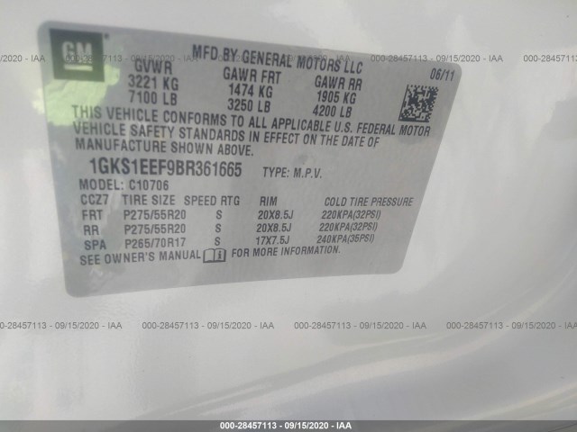 Photo 8 VIN: 1GKS1EEF9BR361665 - GMC YUKON 