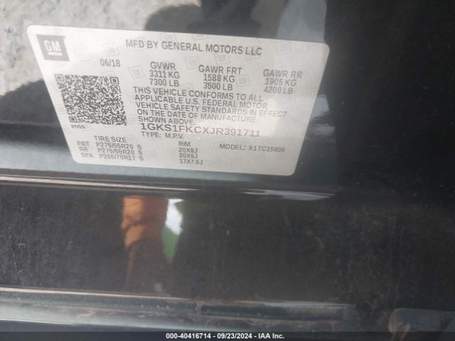 Photo 8 VIN: 1GKS1FKCXJR391711 - GMC YUKON XL 