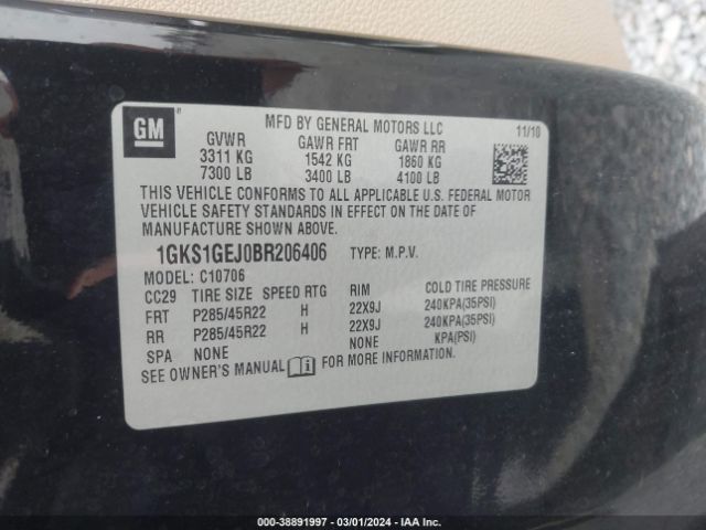 Photo 8 VIN: 1GKS1GEJ0BR206406 - GMC YUKON HYBRID 