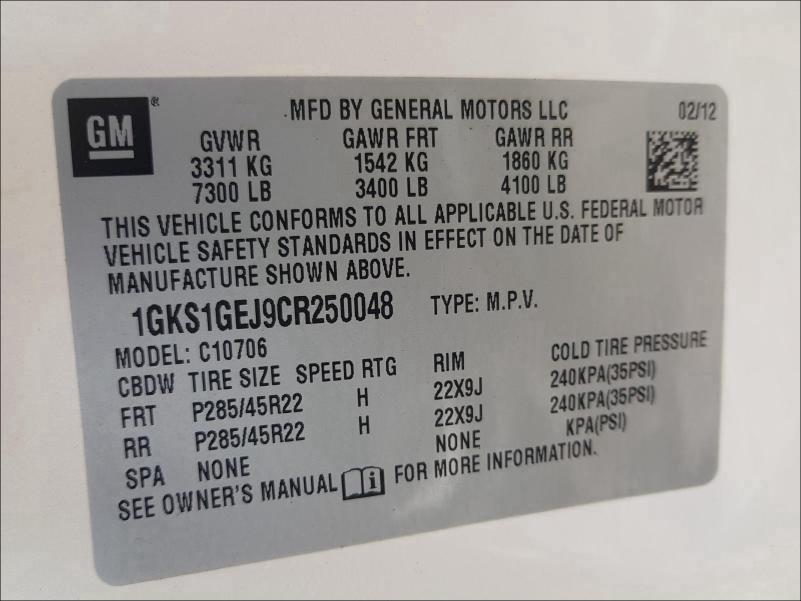 Photo 9 VIN: 1GKS1GEJ9CR250048 - GMC YUKON DENA 