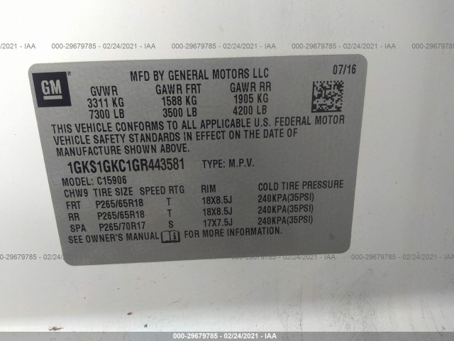 Photo 8 VIN: 1GKS1GKC1GR443581 - GMC YUKON XL 