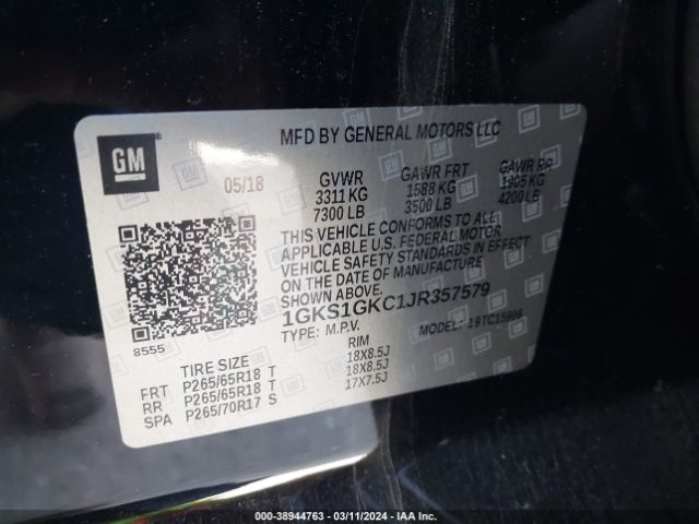 Photo 8 VIN: 1GKS1GKC1JR357579 - GMC YUKON XL 