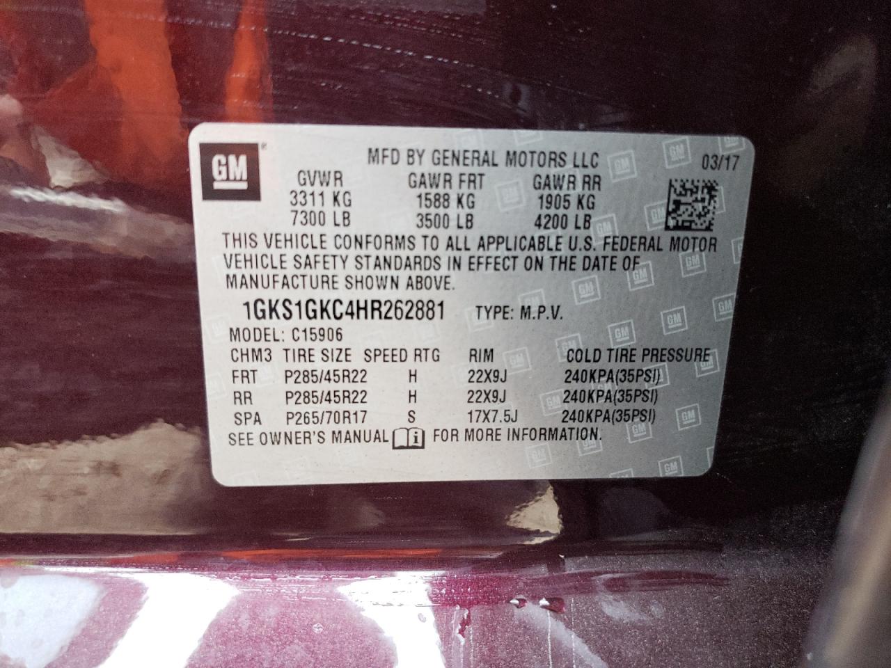 Photo 13 VIN: 1GKS1GKC4HR262881 - GMC YUKON 