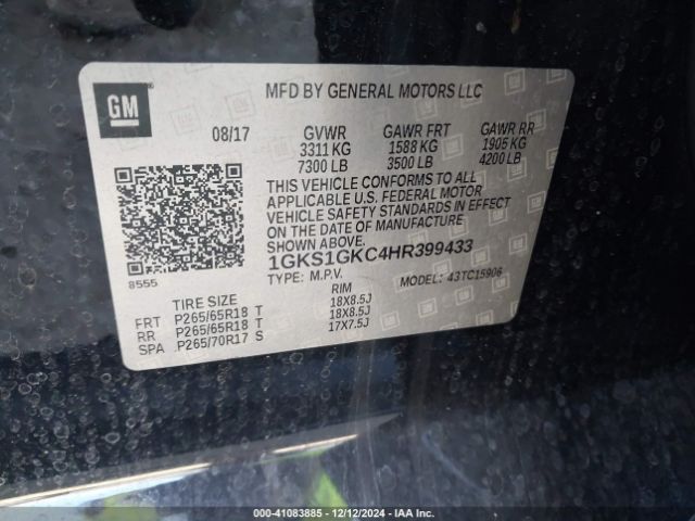 Photo 8 VIN: 1GKS1GKC4HR399433 - GMC YUKON XL 