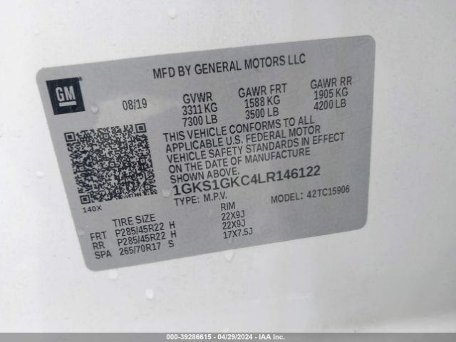 Photo 8 VIN: 1GKS1GKC4LR146122 - GMC YUKON XL 