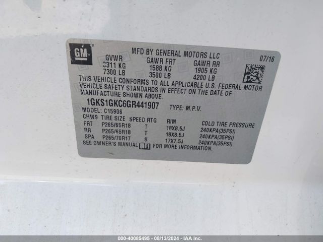 Photo 8 VIN: 1GKS1GKC6GR441907 - GMC YUKON XL 