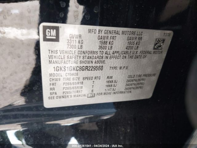 Photo 8 VIN: 1GKS1GKC8GR229560 - GMC YUKON XL 