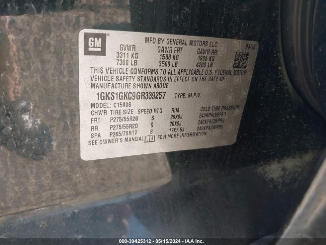 Photo 8 VIN: 1GKS1GKC9GR339257 - GMC YUKON XL 