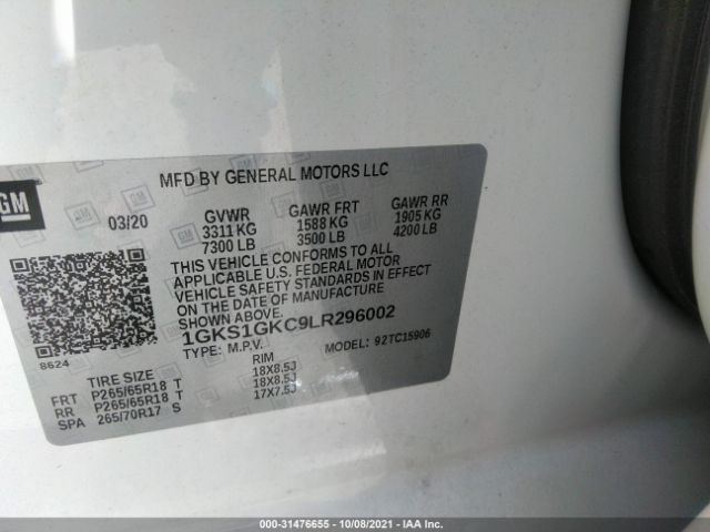 Photo 8 VIN: 1GKS1GKC9LR296002 - GMC YUKON XL 