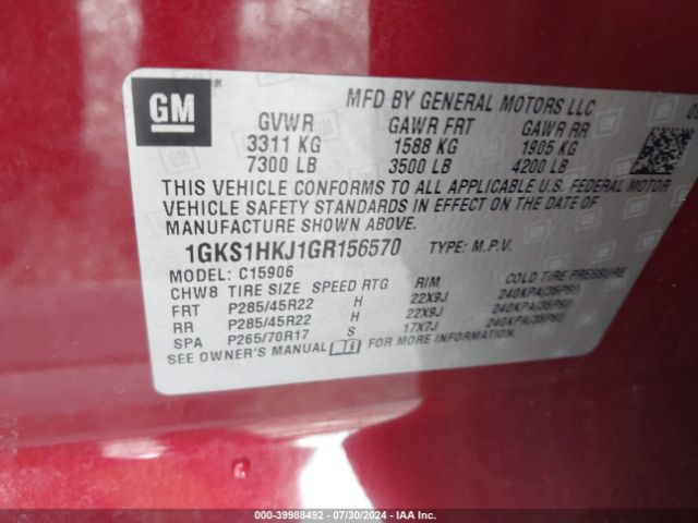 Photo 8 VIN: 1GKS1HKJ1GR156570 - GMC YUKON XL 