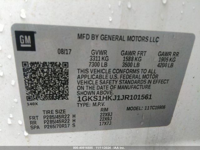 Photo 8 VIN: 1GKS1HKJ1JR101561 - GMC YUKON XL 