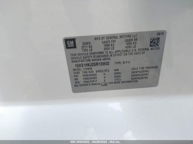 Photo 8 VIN: 1GKS1HKJ2GR139602 - GMC YUKON XL 